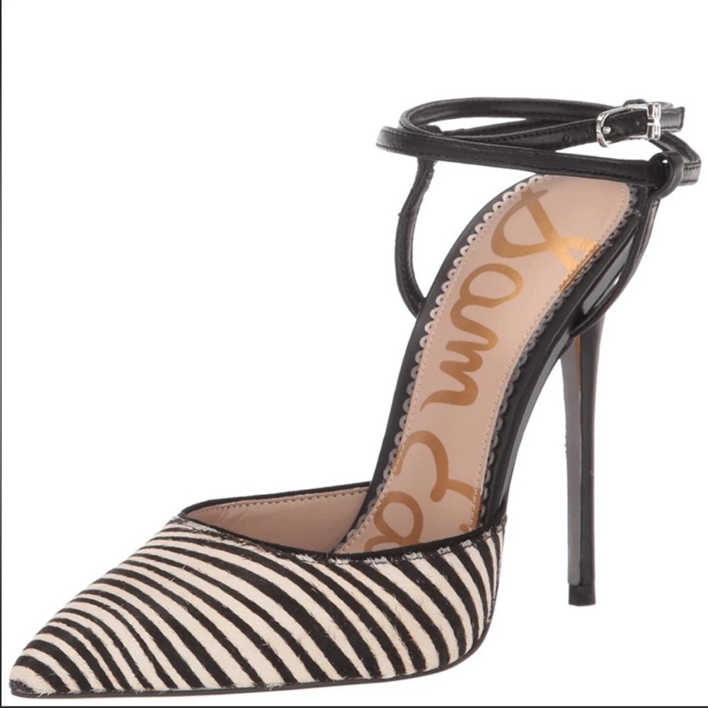 Sam Edelman Brahma Heels - Black Ivory Zebra Leather